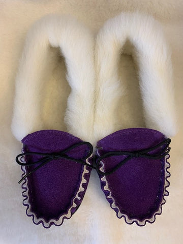 Luxury Sheepskin Lined Moccasin with Sheepskin Collar and Hard Sole | Karen