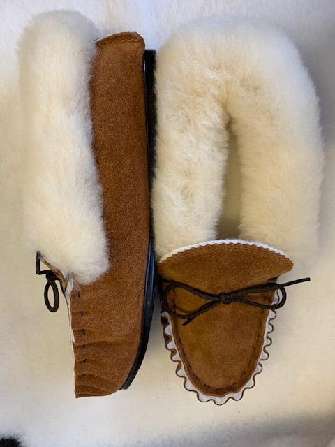 Luxury Sheepskin Lined Moccasin with Sheepskin Collar and Hard Sole | Karen
