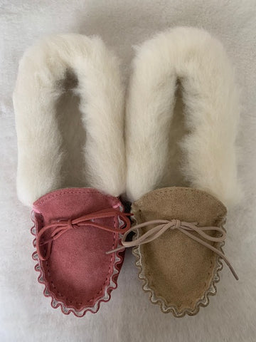 Luxury Sheepskin Lined Moccasin with Sheepskin Collar and Hard Sole | Claudia