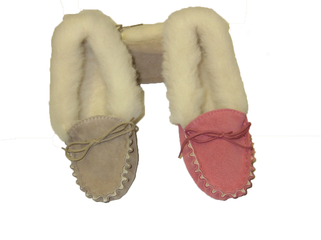 Ladies Suede Moccasin with wool lining and collar | Teresa
