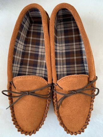 Suede Tartan lined Moccasin with Hard Sole | Mike