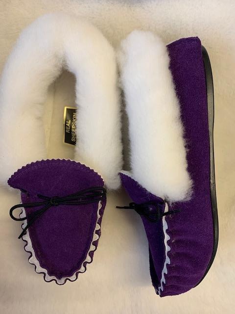 Luxury Sheepskin Lined Moccasin with Sheepskin Collar and Hard Sole | Florrie